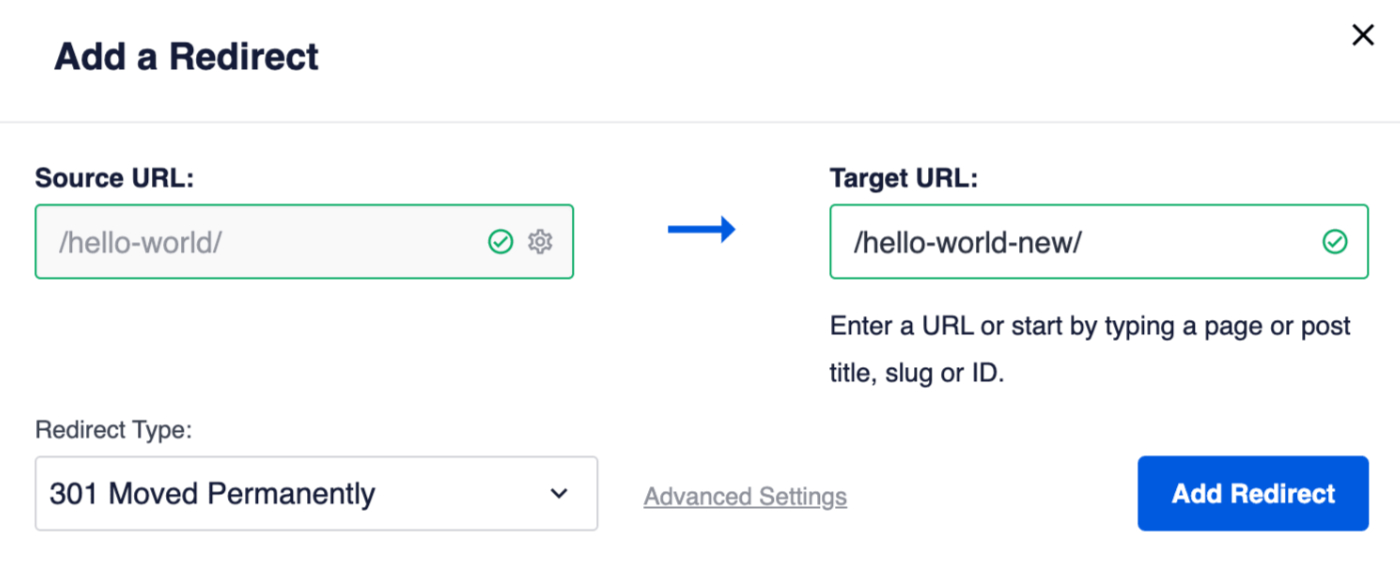 Add a Redirect popup in All in One SEO