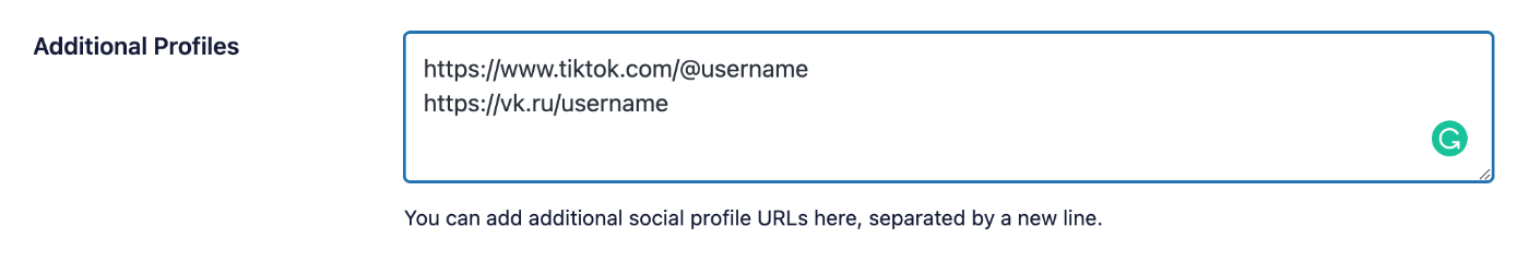 Additional Profiles field in All in One SEO