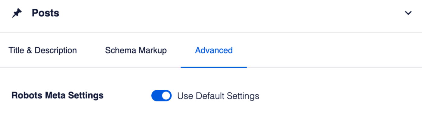 Robots Meta Settings toggle on the Advanced tab