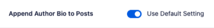 Append Author Bio to Posts setting showing the default setting in the Author Info area