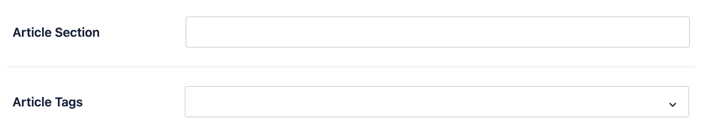 Article Section and Article Tags fields in Facebook settings