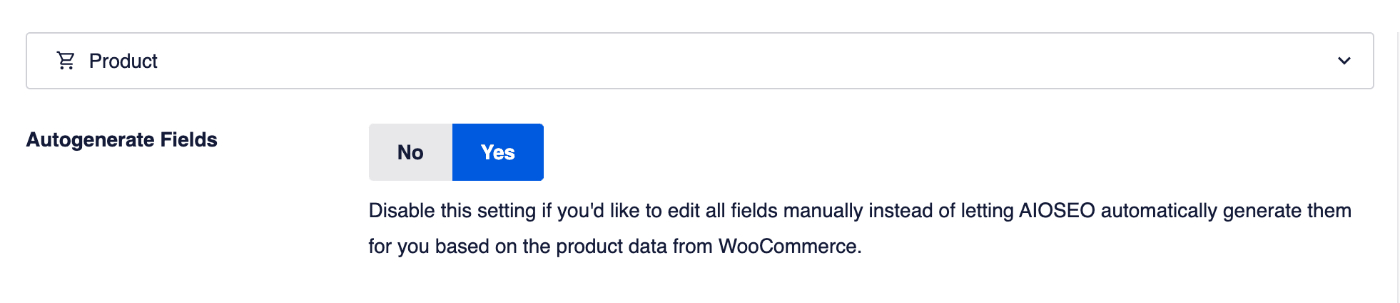 Autogenerate Fields option in Product Schema
