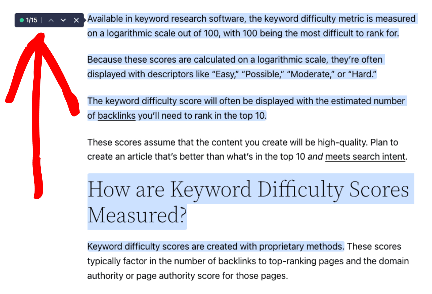 Content highlighted by the TruSEO highlighter