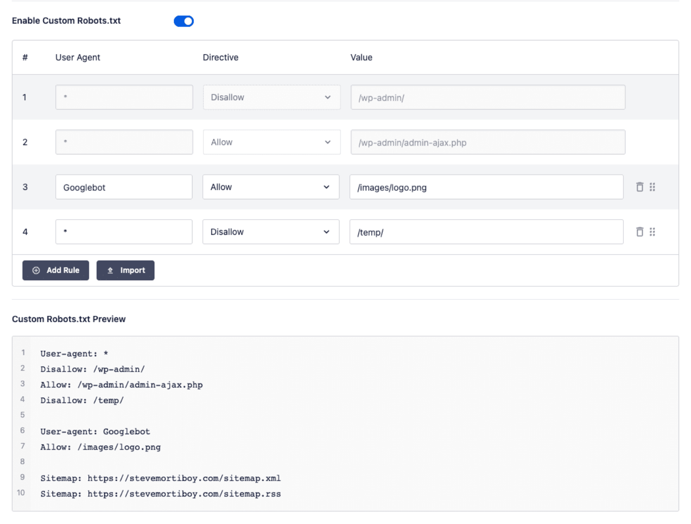 Completed custom robots.txt