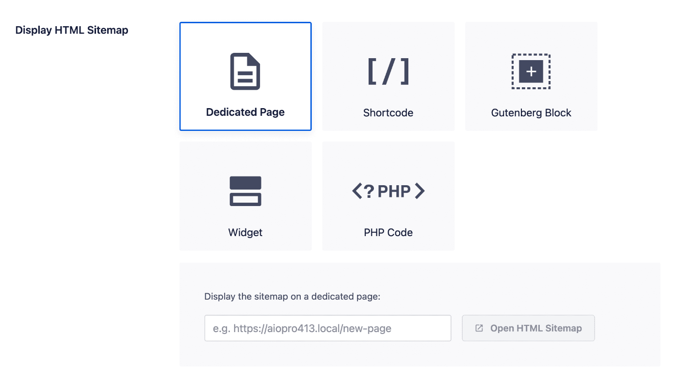 Display HTML Sitemap settings