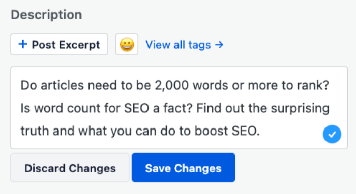 Editing the SEO description in the AIOSEO Details column