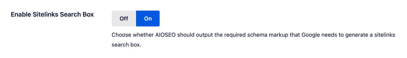 Enable Sitelinks Search Box setting in All in One SEO