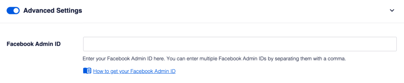 Facebook Admin ID field in Facebook Advanced Settings