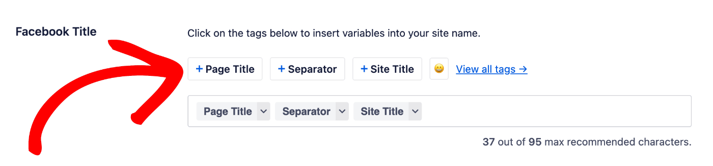 Adding a smart tag to the Facebook Title field