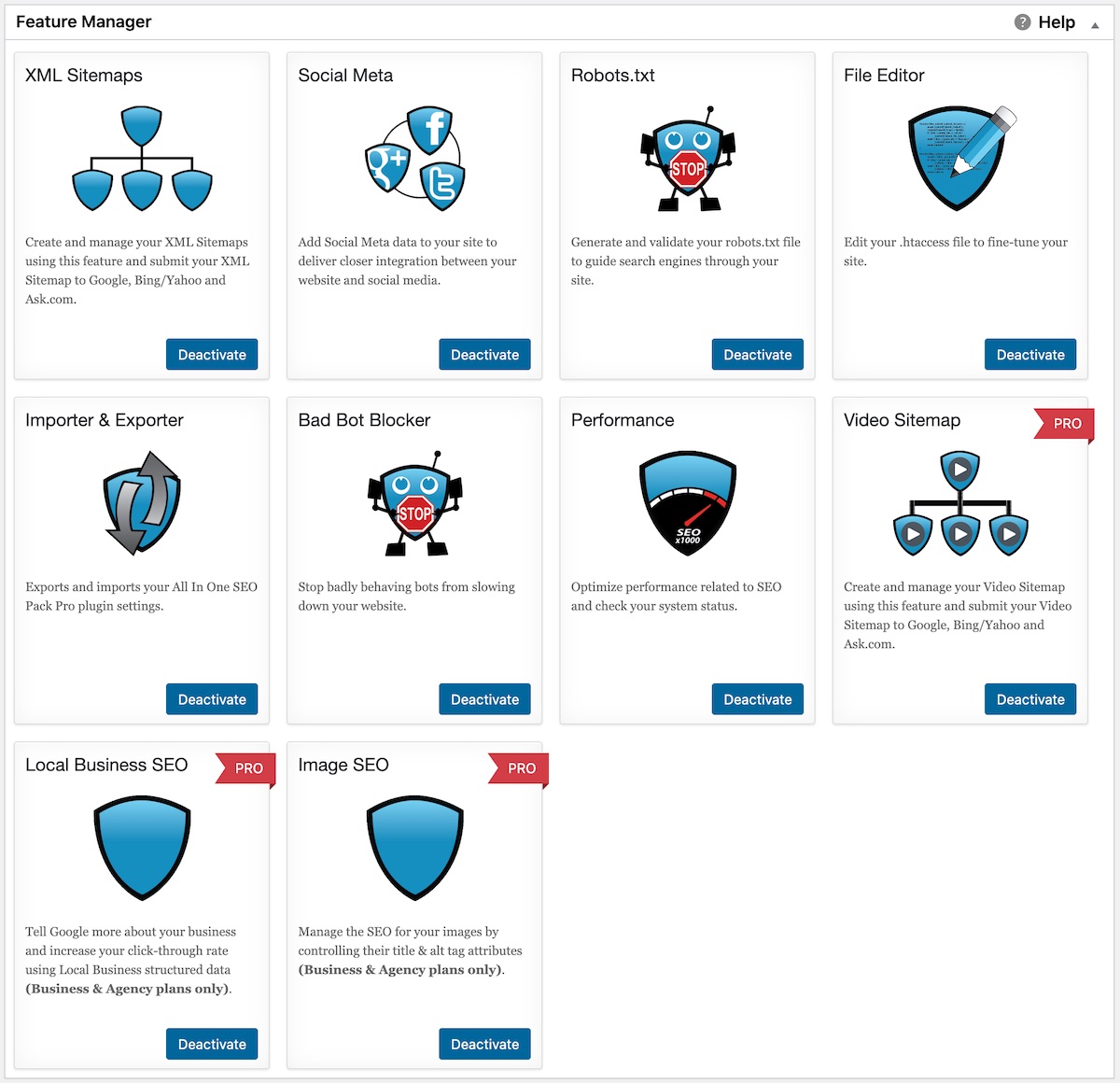Feature Manager in All in One SEO Pro