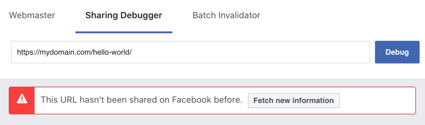 Fetch new information button in the Facebook Debug Tool