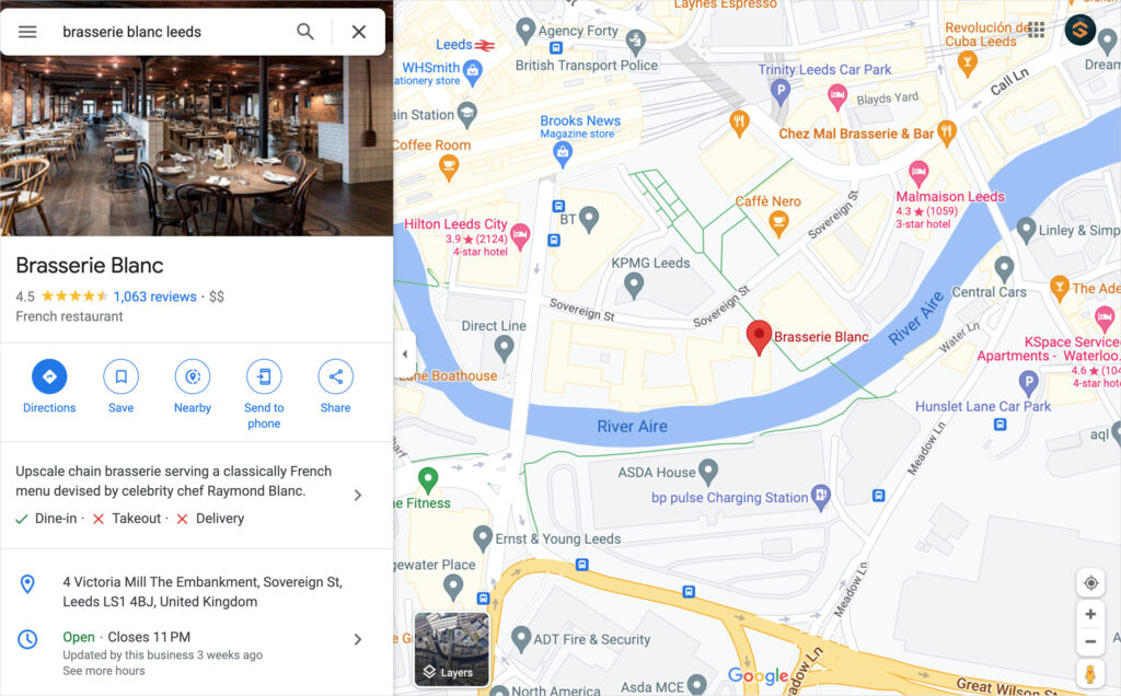 google business profile brasserie blanc