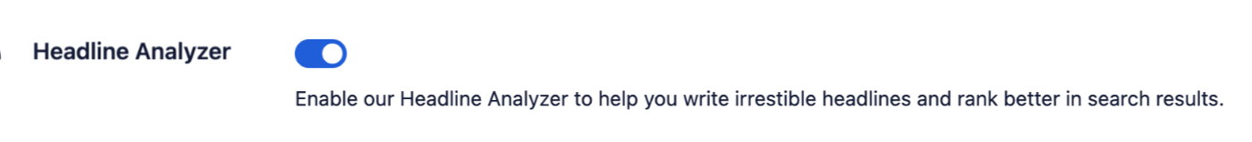Headline Analyzer setting in All in One SEO General Settings