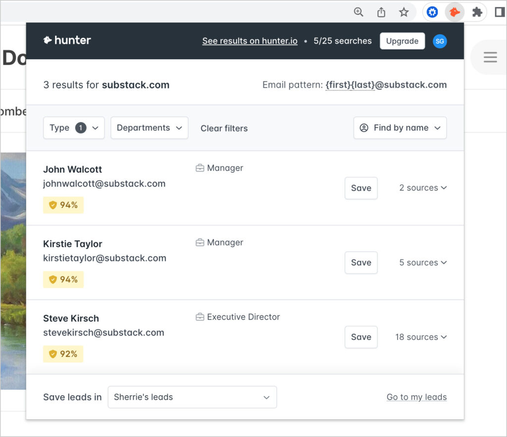 hunter email finder chrome extension