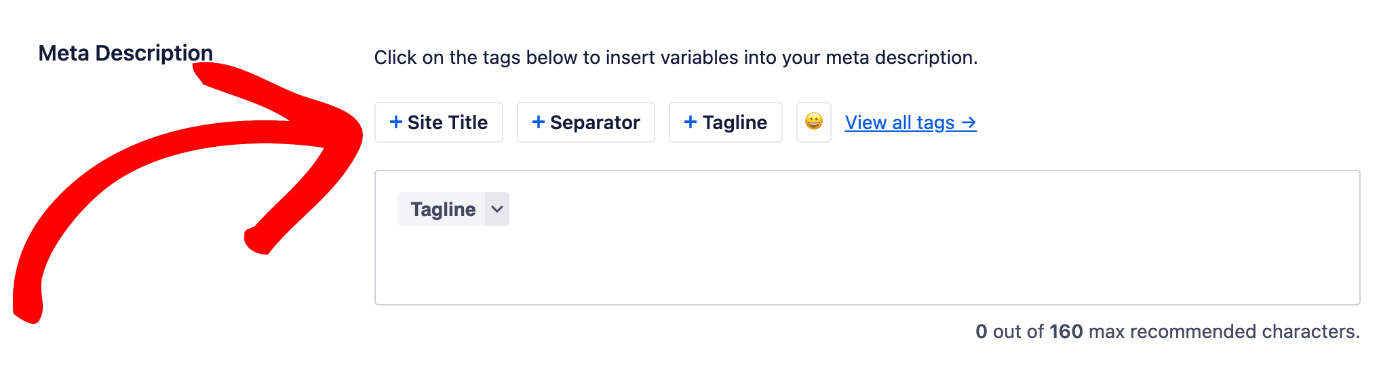 Meta Description field in Home Page Settings