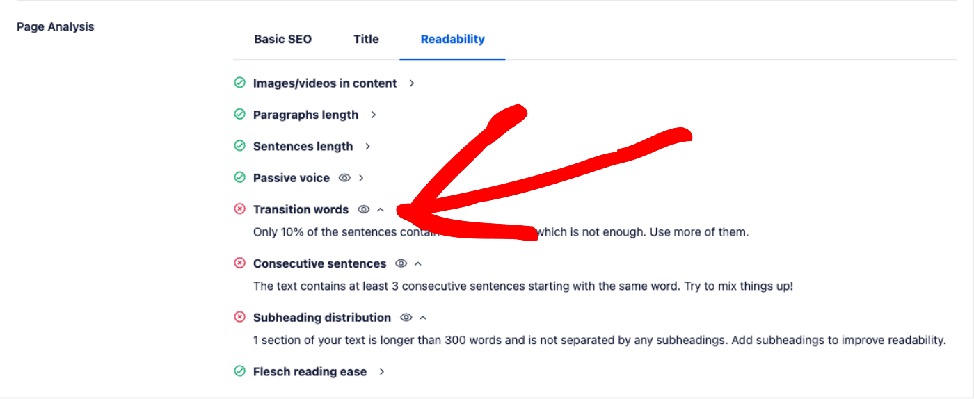 Page Analysis checks showing the TruSEO Highlighter icon