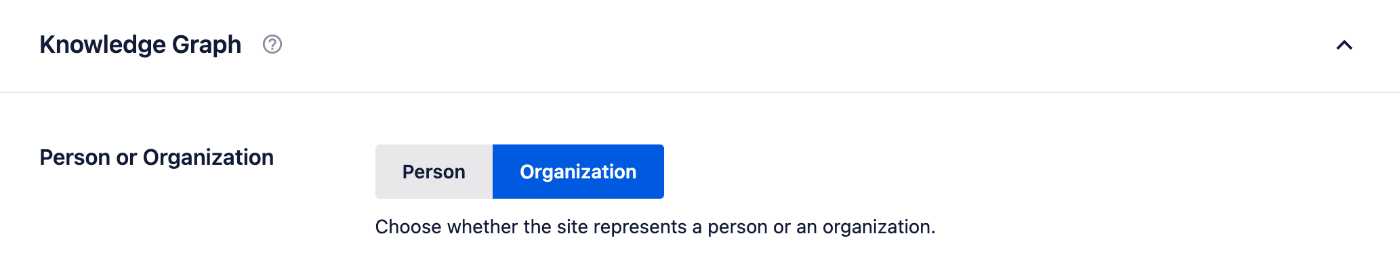 Person or Organization setting in Schema Markup settings