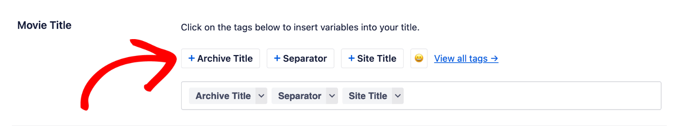 Adding a smart tag to the Archive Title field