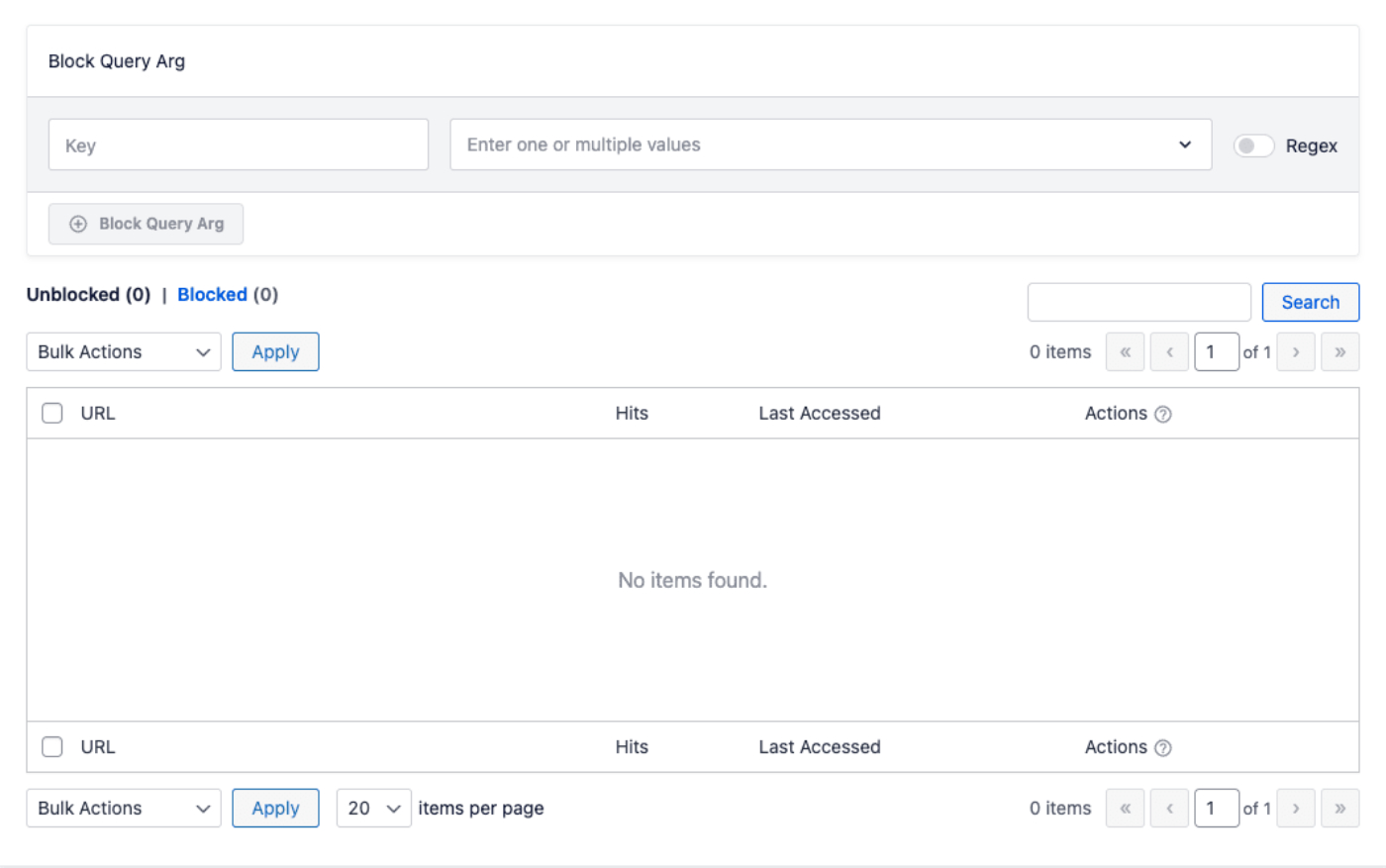 Query Arg Monitoring table and form for blocking query args