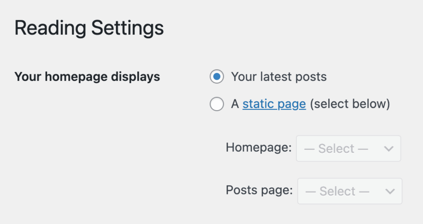 Reading Settings in WordPress