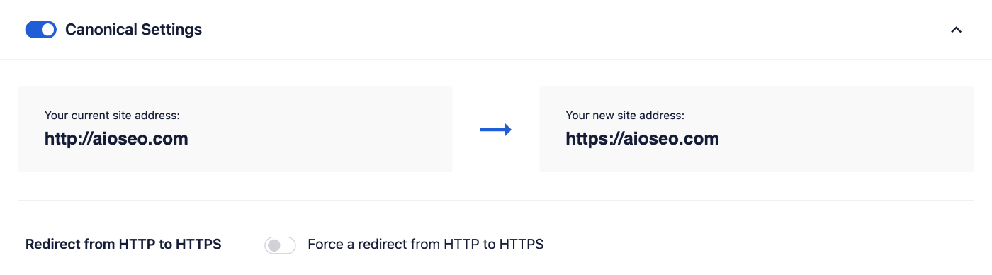 Redirect from HTTP to HTTPS setting under Full Site Redirects