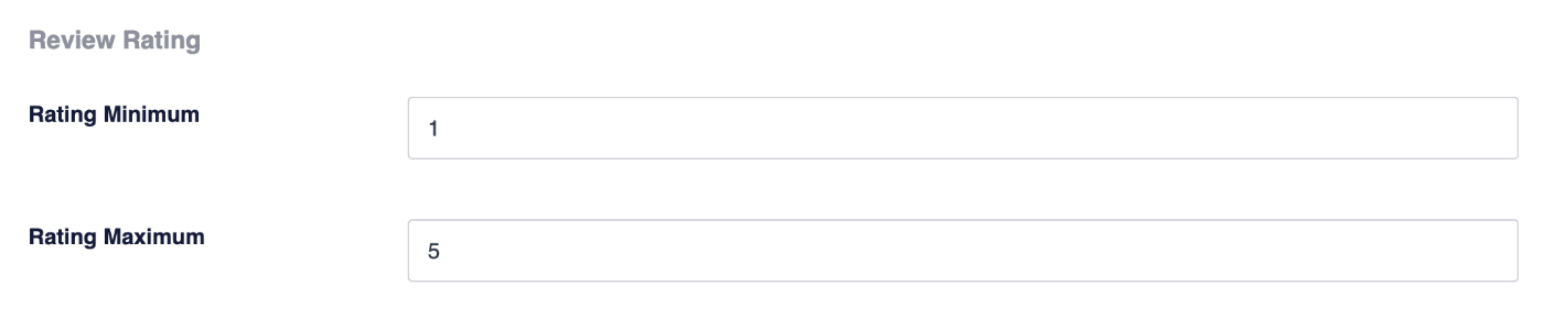 Review Rating section of the Product Schema fields