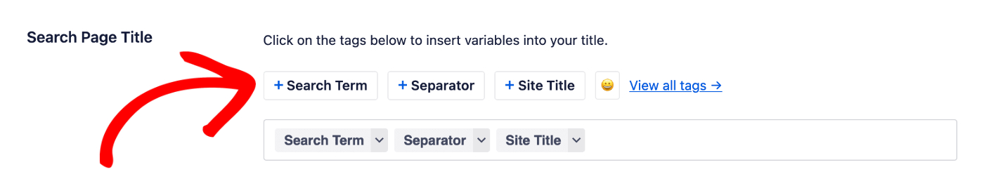 Adding a smart tag to the Search Page Title field