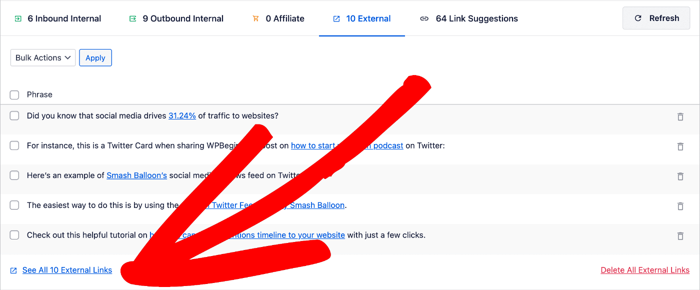 See All External Links link in Link Assistant