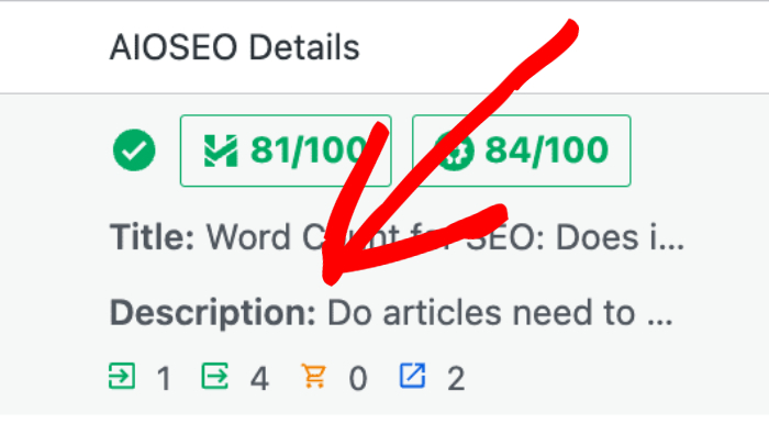 SEO description shown in the AIOSEO Details column