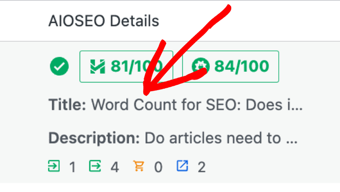 SEO title shown in the AIOSEO Details column