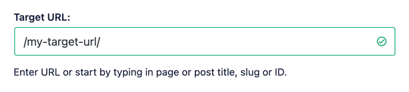 Target URL field in the Add a Redirect popup