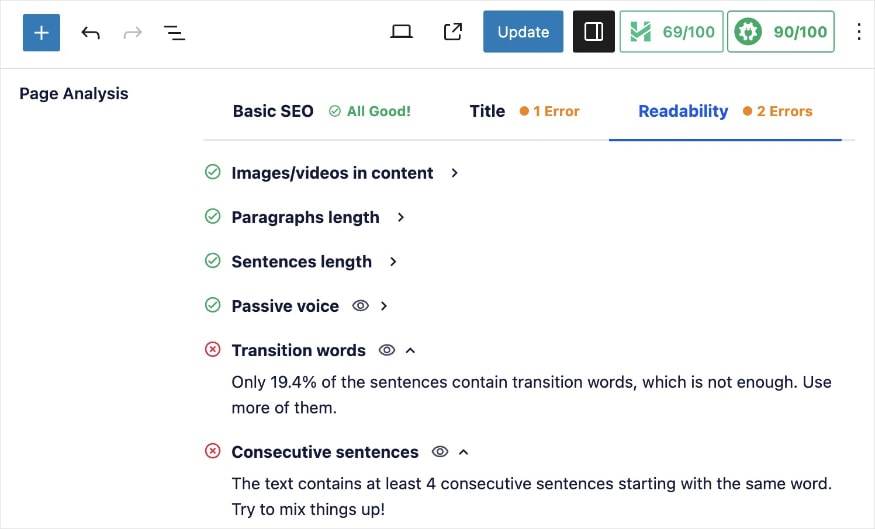 TruSEO Score shows how well your content is optimized and gives actionable tips for improvement.