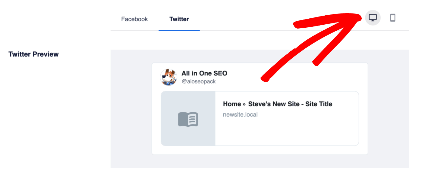 Twitter Preview showing the desktop and mobile icons
