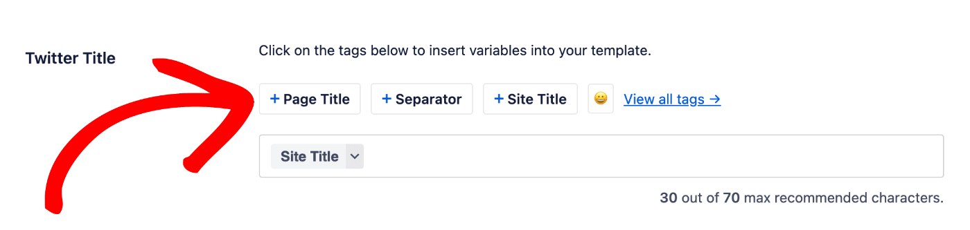 Adding a smart tag to the Twitter Title field