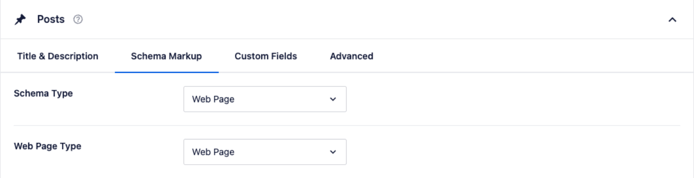 Schema Type drop down set to Web Page and Web Page Type drop down set to FAQ Page