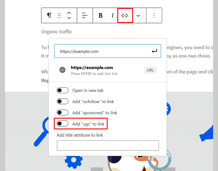 How to add ugc link attribute in WordPress (in just 2 clicks) - add "ugc" to link