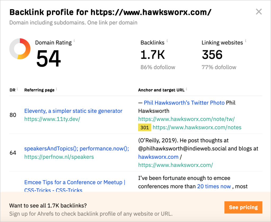 ahrefs free backlink checker interface