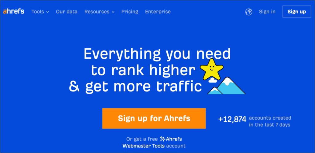 ahrefs homepage