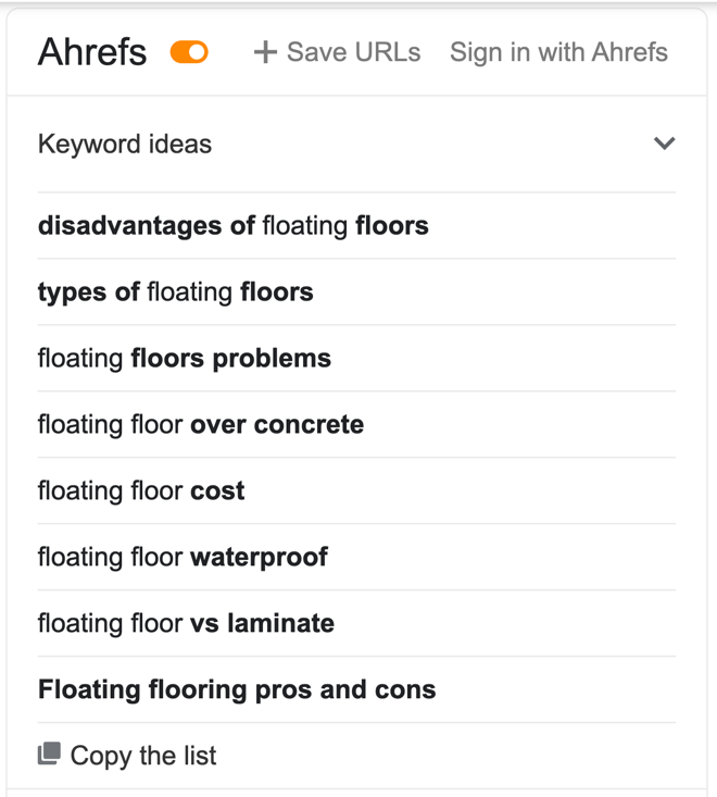 ahrefs seo toolbar keyword ideas