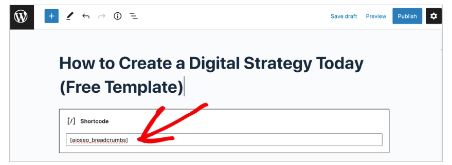 aioseo breadcrumb shortcode block