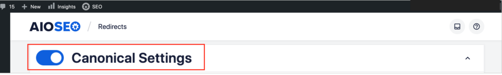 aioseo canonical settings