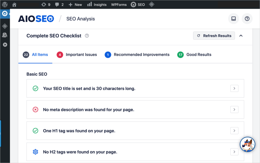 aioseo complete seo checklist