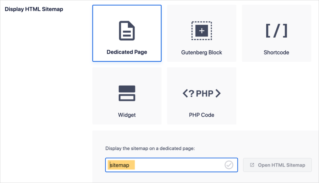 html sitemap display options