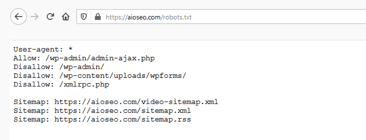 Example of a robots.txt file