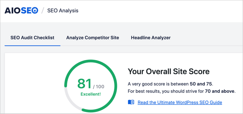 aioseo seo analysis score