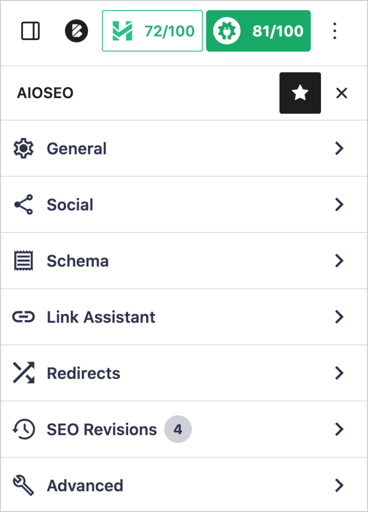 aioseo sidebar in wordpress