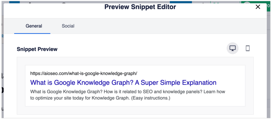 aioseo snippet preview