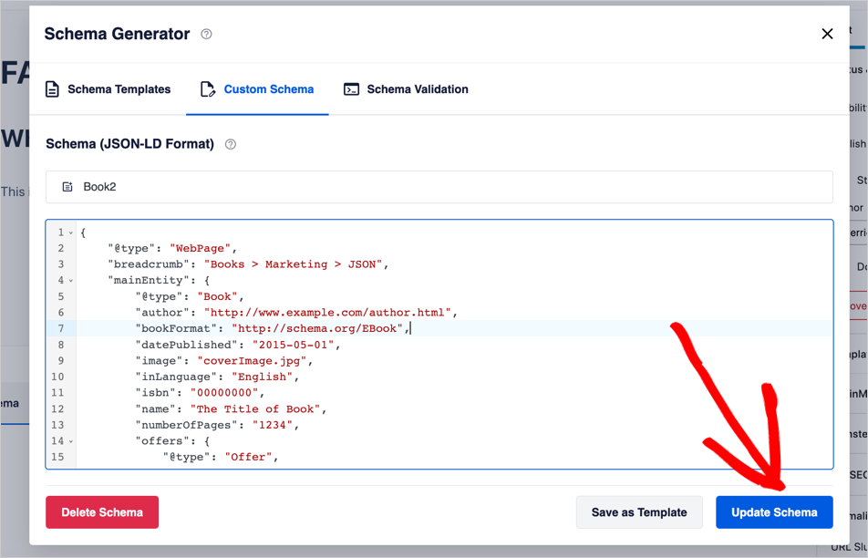 aioseo update custom schema