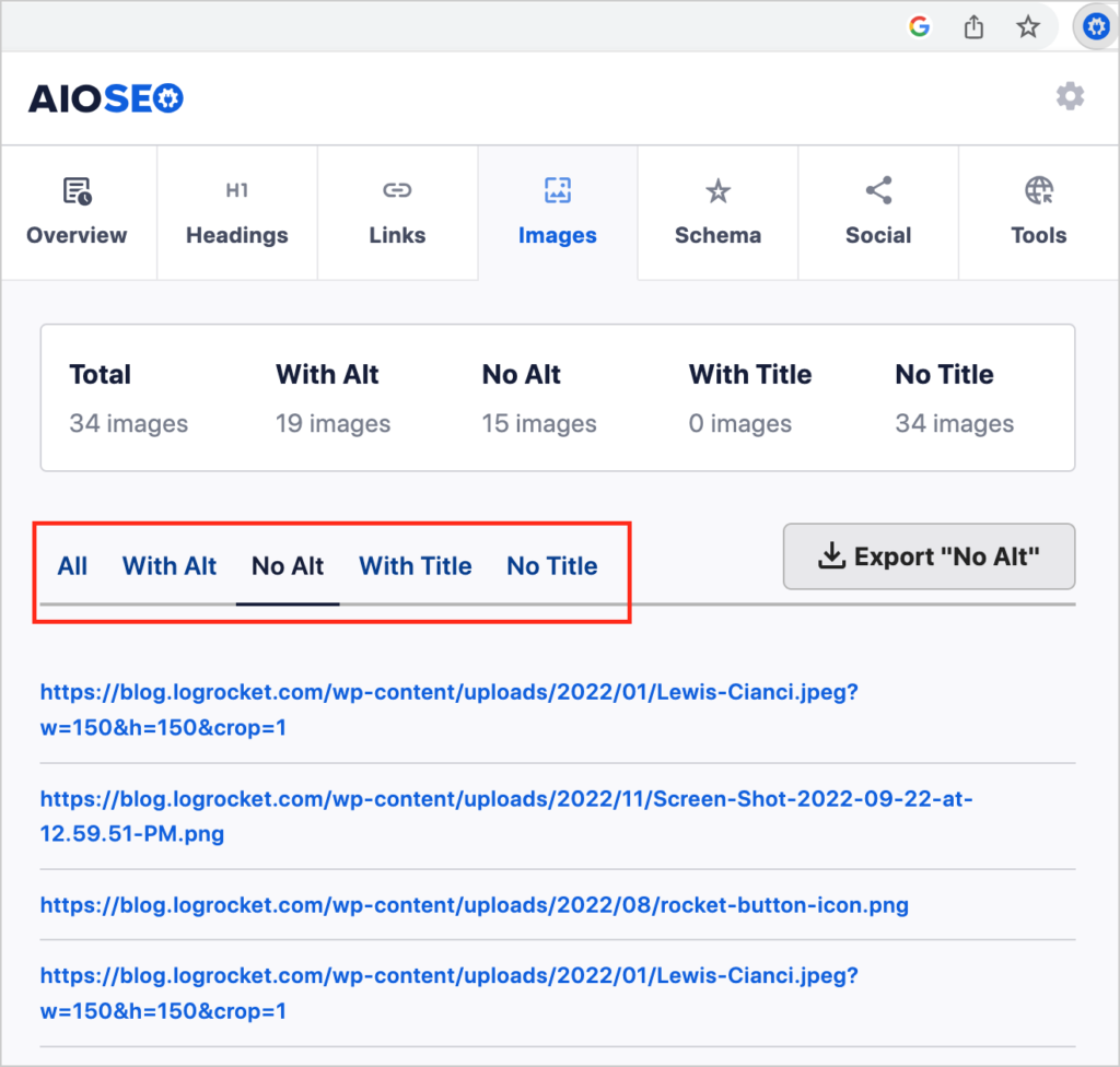 aioseo analyzer image seo