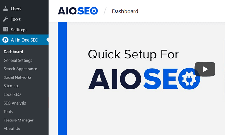 All in One SEO dashboard